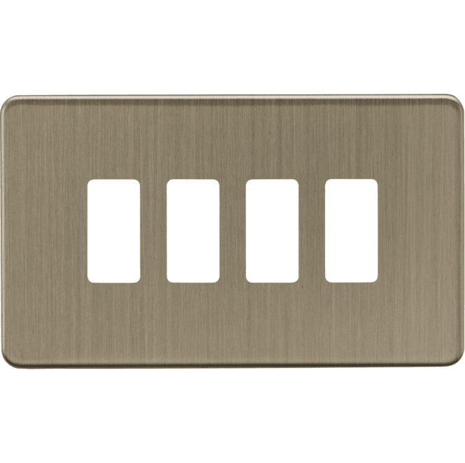 Knightsbridge Switches and Sockets GDSF004AB Screwless 4G Grid Faceplate in Antique Brass