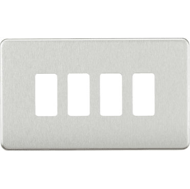 GDSF004BC Screwless 4G Grid Faceplate in Brushed Chrome