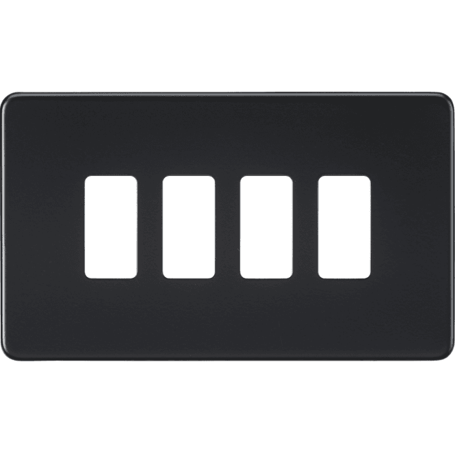 Knightsbridge Switches and Sockets GDSF004MB Screwless 4G Grid Faceplate in Matt Black