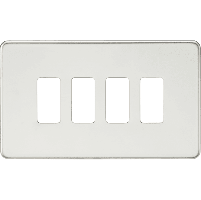 Knightsbridge Switches and Sockets GDSF004PC Screwless 4G Grid Faceplate in Polished Chrome