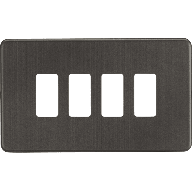 Knightsbridge Switches and Sockets GDSF004SB Screwless 4G Grid Faceplate in Smoked Bronze