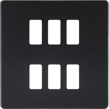 GDSF006MB Screwless 6G Grid Faceplate in Matt Black