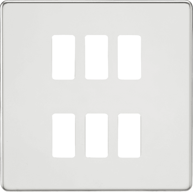 Knightsbridge Switches and Sockets GDSF006PC Screwless 6G Grid Faceplate in Polished Chrome