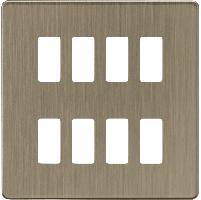 Knightsbridge Switches and Sockets GDSF008AB Screwless 8G Grid Faceplate in Antique Brass