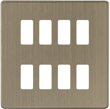 GDSF008AB Screwless 8G Grid Faceplate in Antique Brass