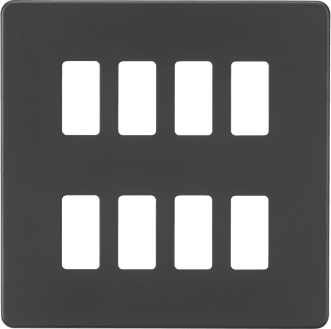 Knightsbridge Switches and Sockets GDSF008AT Screwless 8G Grid Faceplate in Anthracite