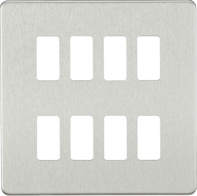Knightsbridge Switches and Sockets GDSF008BC Screwless 8G Grid Faceplate in Brushed Chrome