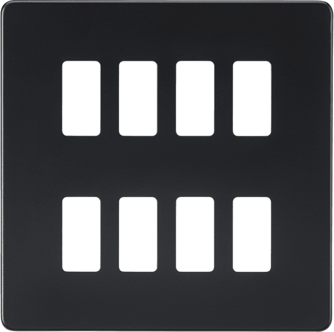 Knightsbridge Switches and Sockets GDSF008MB Screwless 8G Grid Faceplate in Matt Black
