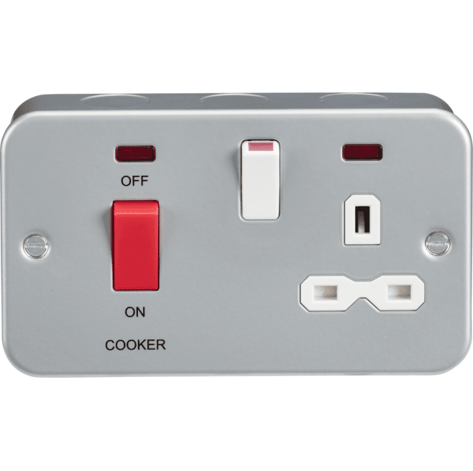 Knightsbridge Switches and Sockets MR8333N Metal Clad 45A DP Switch with Neon and 13A Switched Socket