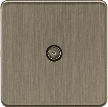 SF0100AB Screwless TV Outlet in Antique Brass