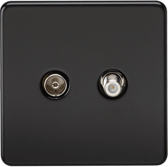 Knightsbridge Switches and Sockets SF0140MB Screwless TV and SAT TV Outlet in Matt Black