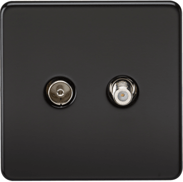 SF0140MB Screwless TV and SAT TV Outlet in Matt Black