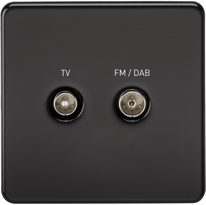 Knightsbridge Switches and Sockets SF0160MBB Screened Diplex Outlet TV and FM DAB in Matt Black