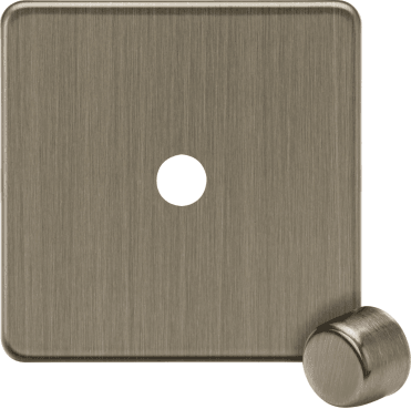 SF1DIMAB Screwless 1G Dimmer Plate with Matching Metal Dimmer Cap in Antique Brass