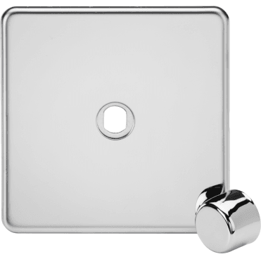 SF1DIMPC Screwless 1G Dimmer plate with Matching Metal Dimmer Cap in Polished Chrome