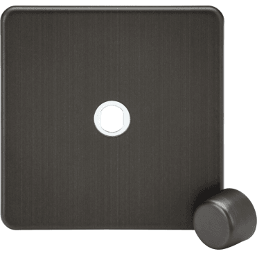 SF1DIMSB Screwless 1G Dimmer plate with Matching Metal Dimmer Cap in Smoked Bronze