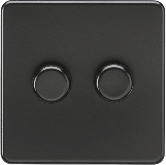 Knightsbridge Switches and Sockets SF2182MBB Screwless 2G 2W Dimmer Switch in Matt Black