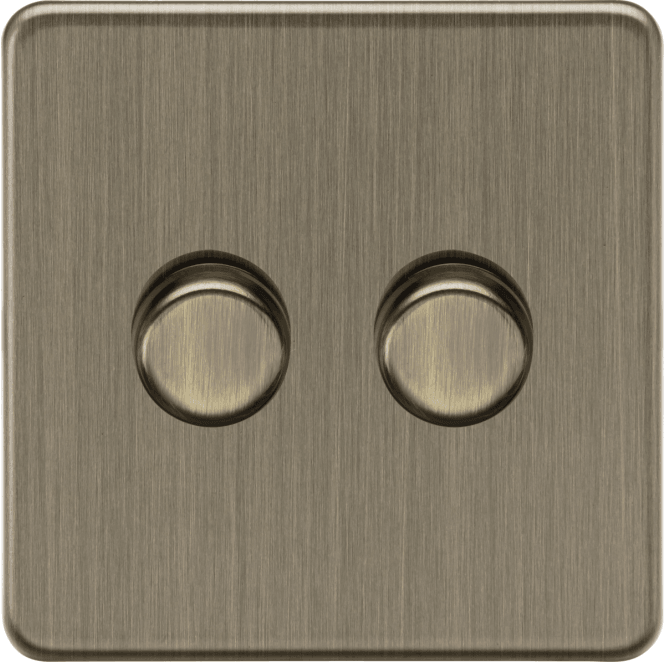 Knightsbridge Switches and Sockets SF2192AB Screwless 2G 2W 10-200W (5-150W LED) Intelligent Dimmer in Antique Brass