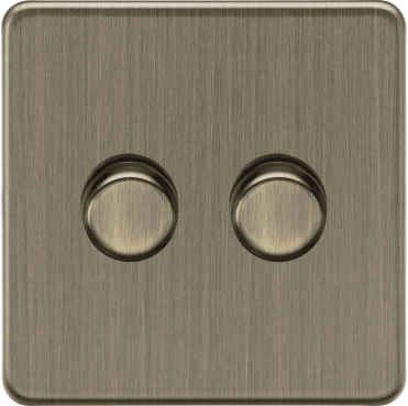 SF2192AB Screwless 2G 2W 10-200W (5-150W LED) Intelligent Dimmer in Antique Brass