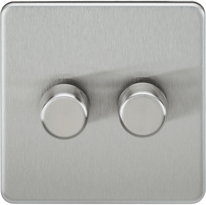 Knightsbridge Switches and Sockets SF2192BC Screwless 2G 2W 10-200W (5-150W LED) Intelligent Dimmer in Brushed Chrome