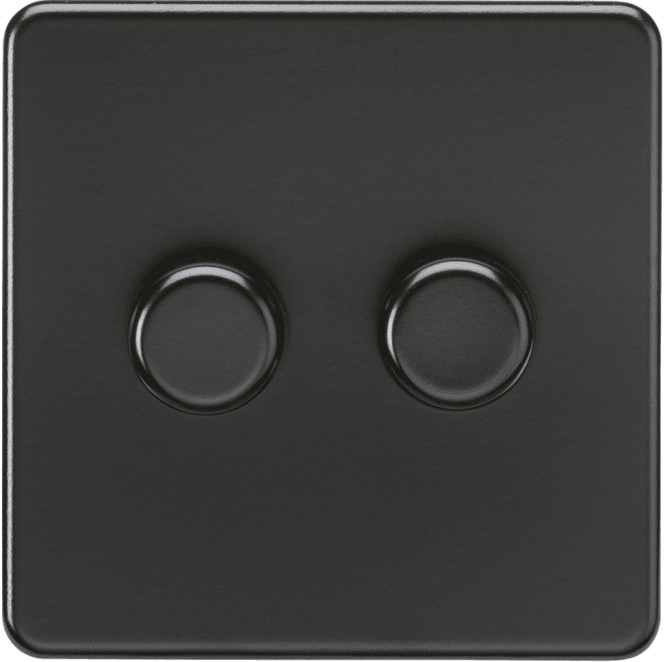Knightsbridge Switches and Sockets SF2192MB Screwless 2G 2W 10-200W (5-150W LED) Intelligent Dimmer in Matt Black
