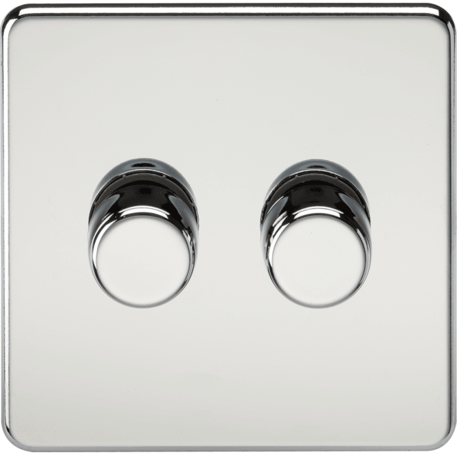 Knightsbridge Switches and Sockets SF2192PC Screwless 2G 2W 10-200W (5-150W LED) Intelligent Dimmer in Polished Chrome