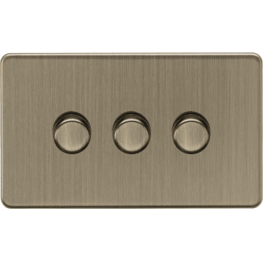 SF2193AB Screwless 3G 2W 10-200W (5-150W LED) Intelligent Dimmer in Antique Brass