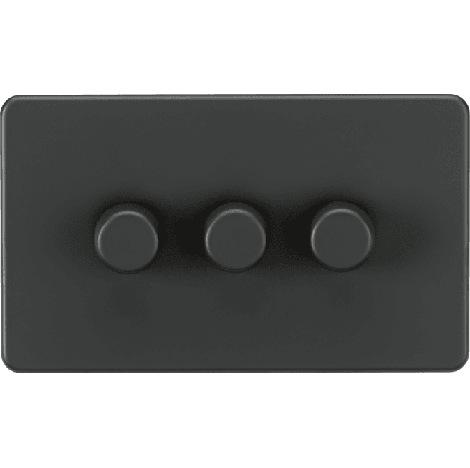 Knightsbridge Switches and Sockets SF2193AT Screwless 3G 2W 10-200W (5-150W LED) Intelligent Dimmer in Anthracite