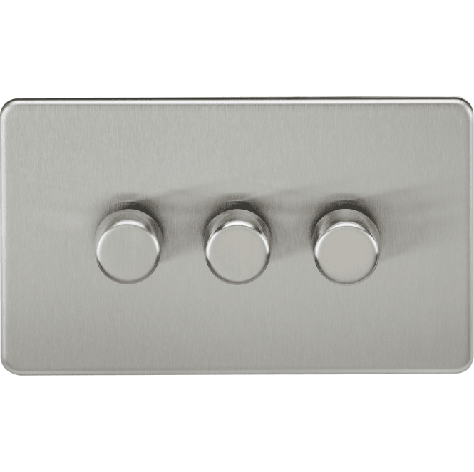 Knightsbridge Switches and Sockets SF2193BC Screwless 3G 2W 10-200W (5-150W LED) Intelligent Dimmer in Brushed Chrome