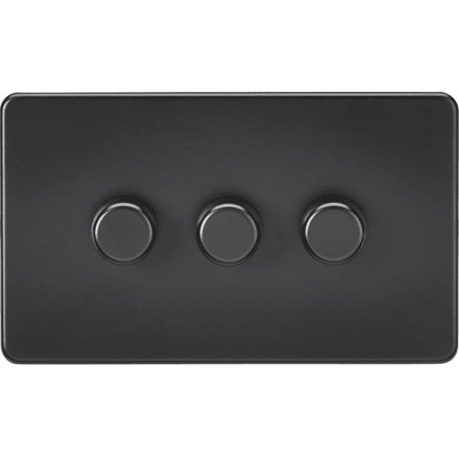 Knightsbridge Switches and Sockets SF2193MB Screwless 3G 2W 10-200W (5-150W LED) Intelligent Dimmer in Matt Black