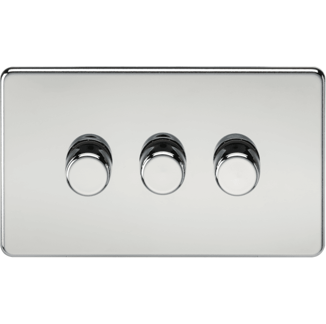 Knightsbridge Switches and Sockets SF2193PC Screwless 3G 2W 10-200W (5-150W LED) Intelligent Dimmer in Polished Chrome