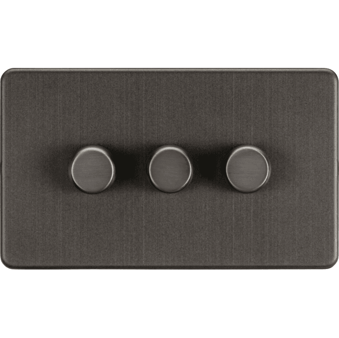 Knightsbridge Switches and Sockets SF2193SB Screwless 3G 2W 10-200W (5-150W LED) Intelligent Dimmer in Smoked Bronze