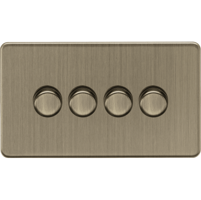 Knightsbridge Switches and Sockets SF2194AB Screwless 4G 2W 10-200W (5-150W LED) Intelligent Dimmer in Antique Brass