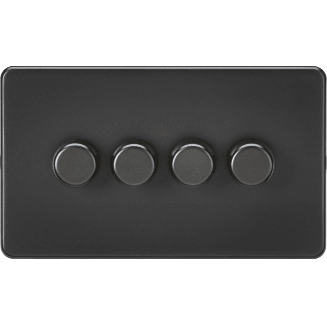 Knightsbridge Switches and Sockets SF2194MBB Screwless 4G 2W 10-200W (5-150W LED) Intelligent Dimmer in Matt Black