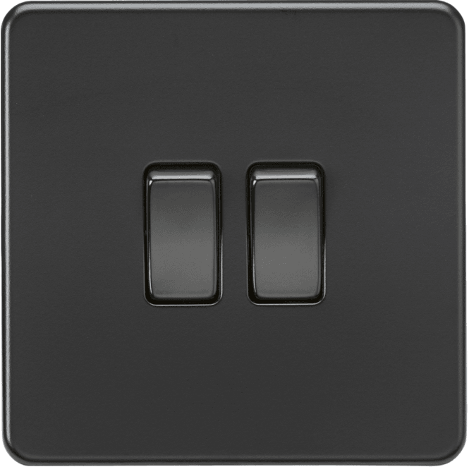 Knightsbridge Switches and Sockets SF3000MBB Screwless 2G 2W Switch in Matt Black