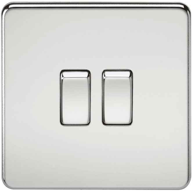 Knightsbridge Switches and Sockets SF3000PC Screwless 2G 2W Switch in Polished Chrome