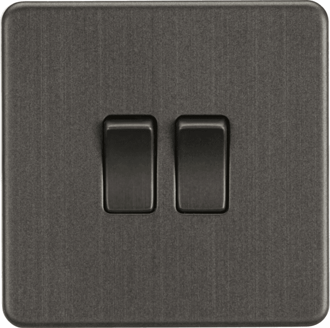 Knightsbridge Switches and Sockets SF3000SB Screwless 2G 2W Switch in Smoked Bronze