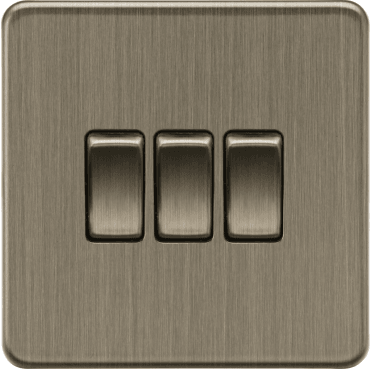 SF4000AB Screwless 3G 2W Switch in Antique Brass