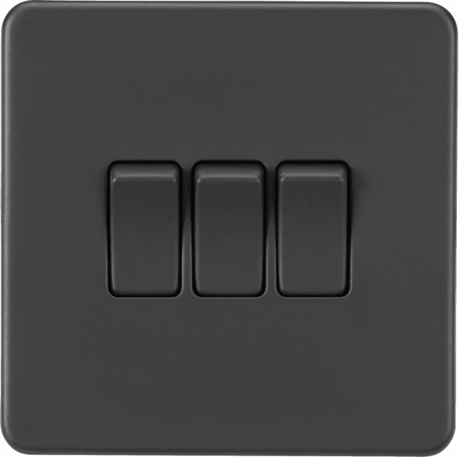 Knightsbridge Switches and Sockets SF4000AT Screwless 3G 2W Switch in Anthracite