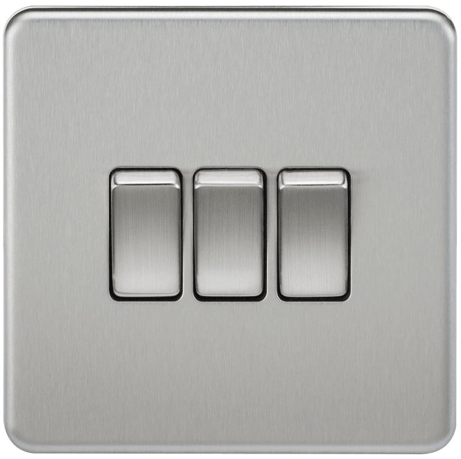 Knightsbridge Switches and Sockets SF4000BC Screwless 3G 2W Switch in Brushed Chrome