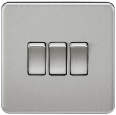 SF4000BC Screwless 3G 2W Switch in Brushed Chrome