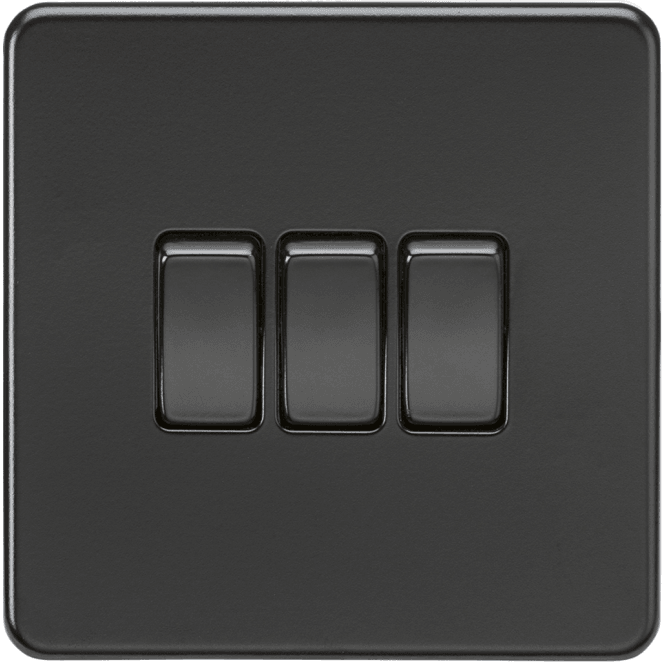 Knightsbridge Switches and Sockets SF4000MBB Screwless 3G 2W Switch in Matt Black