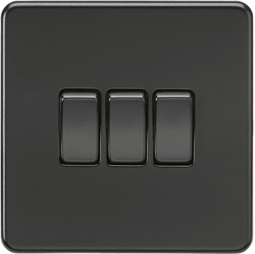 SF4000MBB Screwless 3G 2W Switch in Matt Black