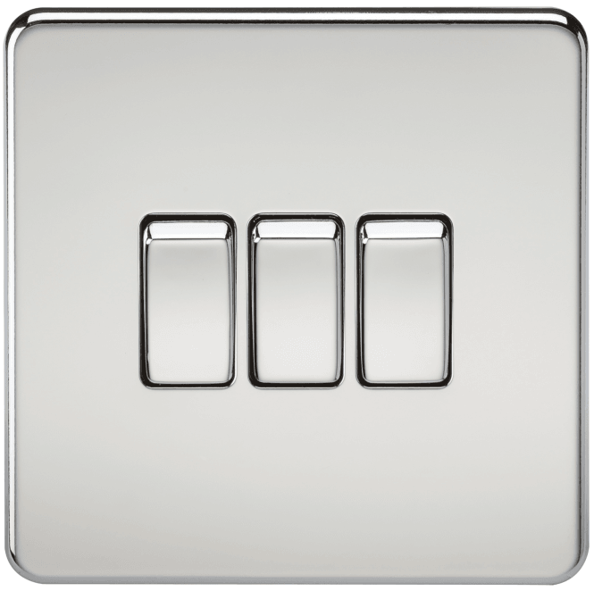Knightsbridge Switches and Sockets SF4000PC Screwless 3G 2W Switch in Polished Chrome