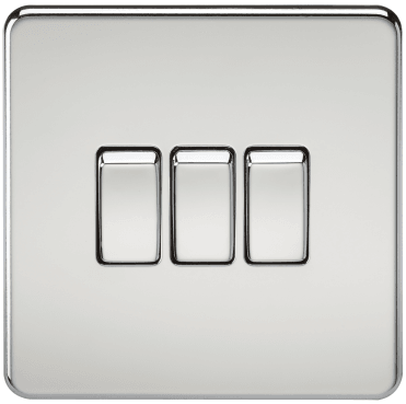 SF4000PC Screwless 3G 2W Switch in Polished Chrome