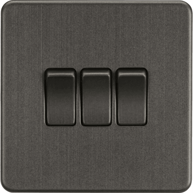 Knightsbridge Switches and Sockets SF4000SB Screwless 3G 2W Switch in Smoked Bronze