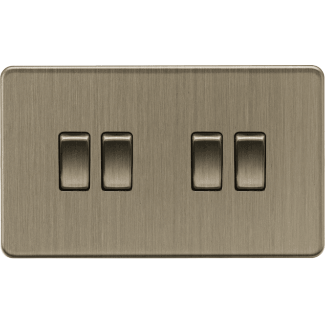 Knightsbridge Switches and Sockets SF4100AB Screwless 4G 2W Switch in Antique Brass