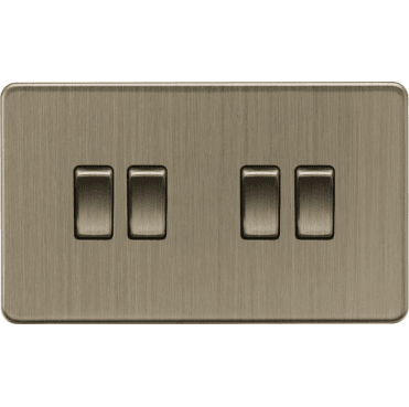 SF4100AB Screwless 4G 2W Switch in Antique Brass