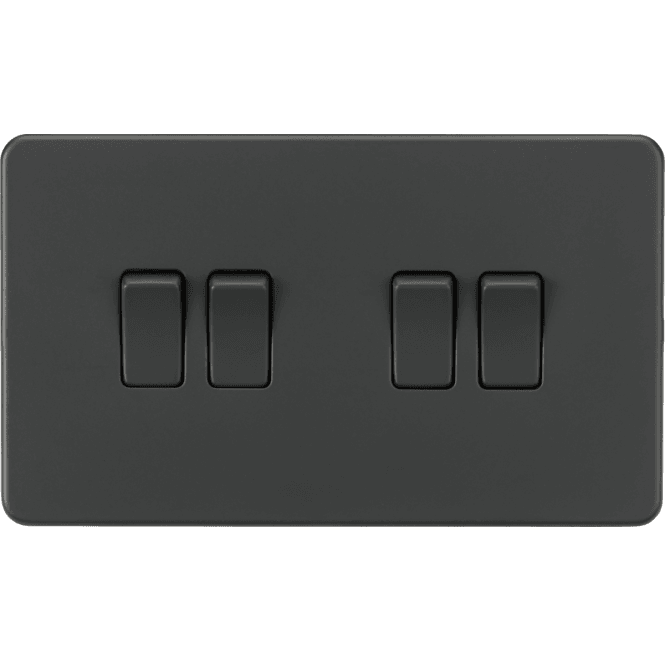 Knightsbridge Switches and Sockets SF4100AT Screwless 4G 2W Switch in Anthracite