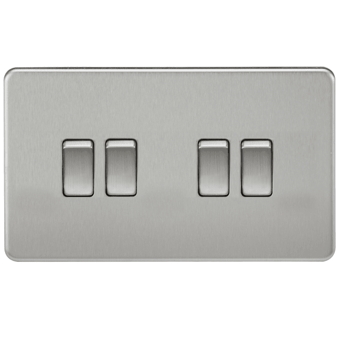 Knightsbridge Switches and Sockets SF4100BC Screwless 4G 2W Switch in Brushed Chrome